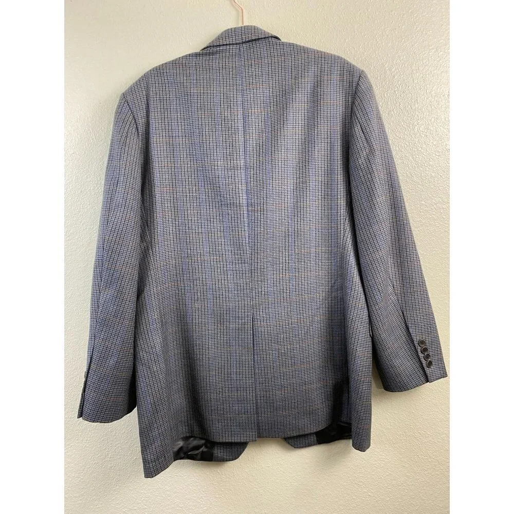 Brooks Brothers 346 Wool Plaid  Blazer Jacket Mens 43L Career Houndstooth Formal